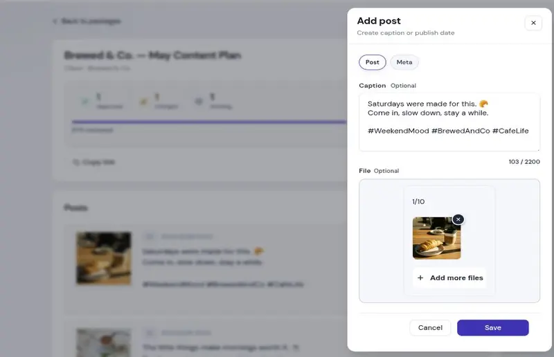 Create post form with caption and image upload